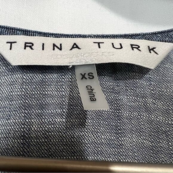 Trina Turk Raindrop Embellished Racerback Tank Womens XS Chambray Embroidered - Picture 4 of 8